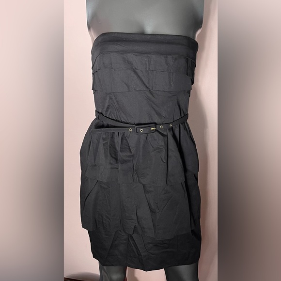 NWT Strapless FCUK Belted Ruffle Black Dress - Picture 4 of 9